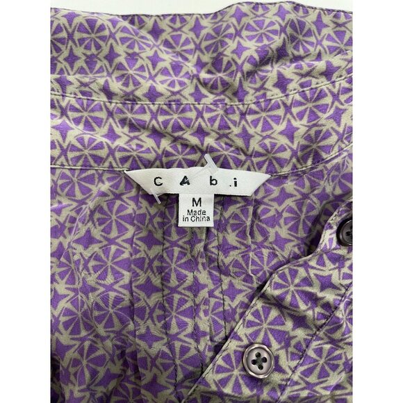Cabi Women's Pullover 100% Silk Blouse Medium Long Sleeves Collared Career - Picture 3 of 9